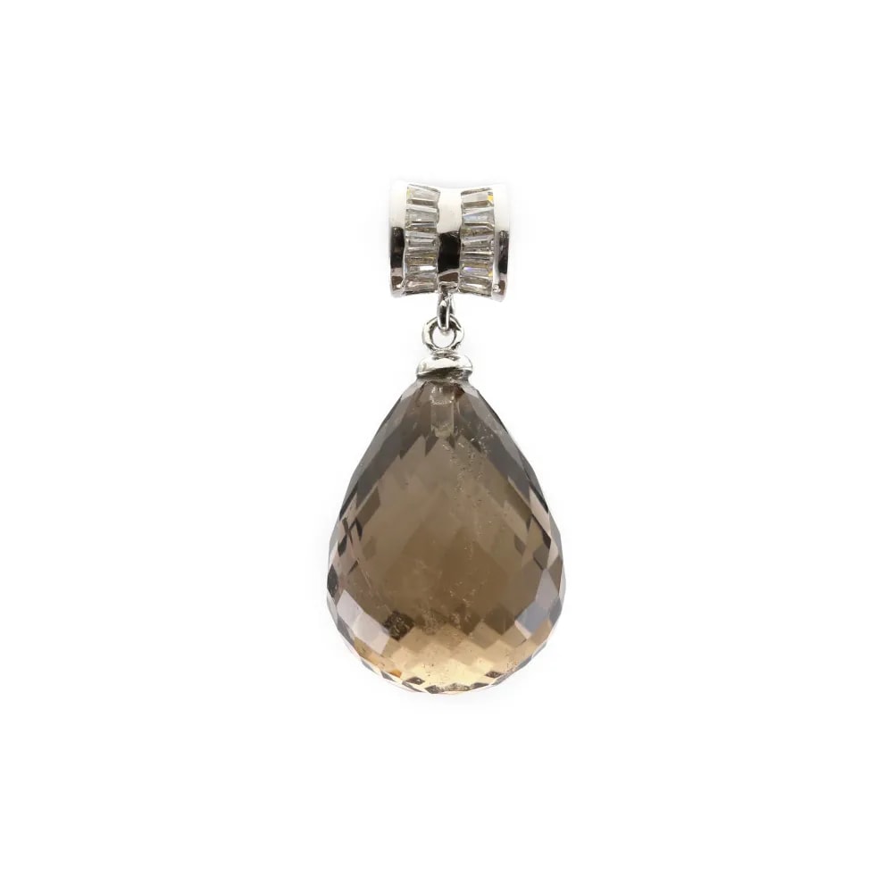 Pendentif quartz fumé avec bélière en argent 925 x 1pc