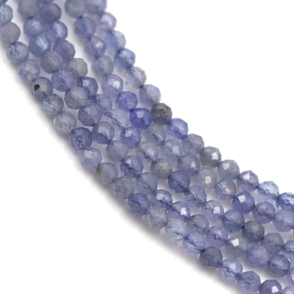 Tanzanite bleu violette, de forme ronde facetté, 2mm x 39cm