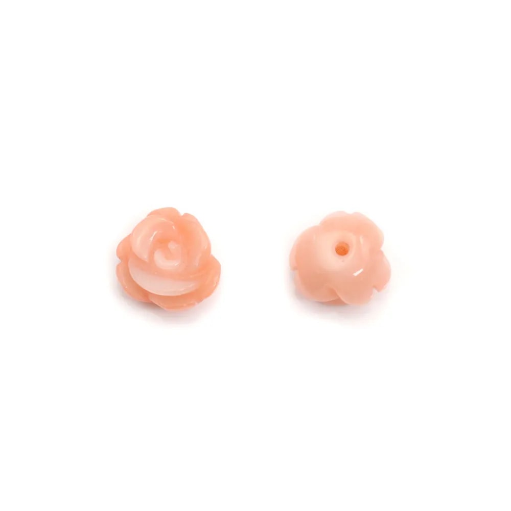Bambou de mer rose semi-percé, fleur, 8mm x 1pc