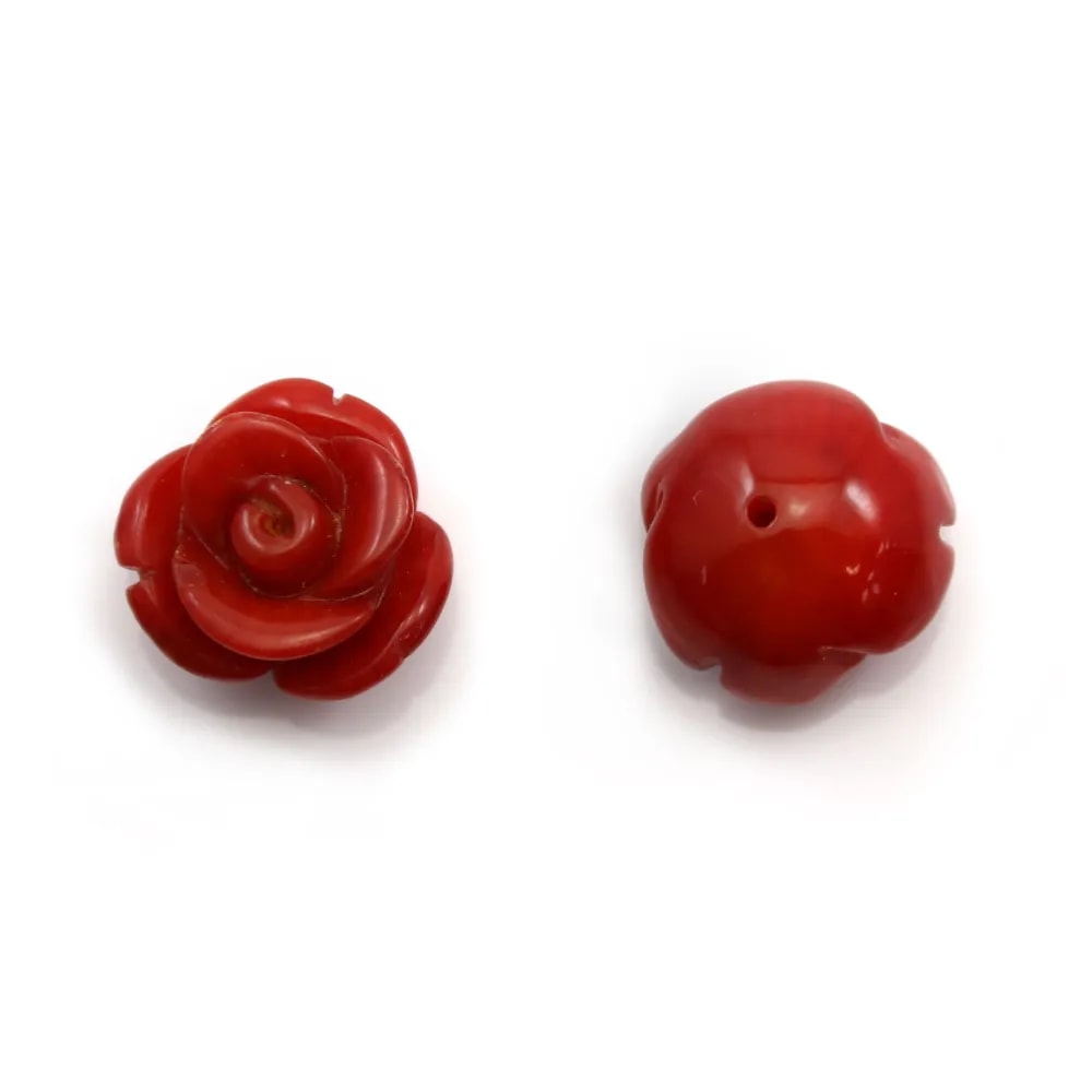 Cabochon Bambou mer teinté fleur semi-percés 12mm x 2pcs