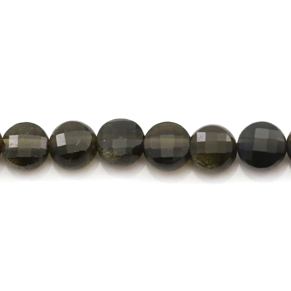 Multicolored tourmaline, in round and flat faceted shape, 4mm x 40cm