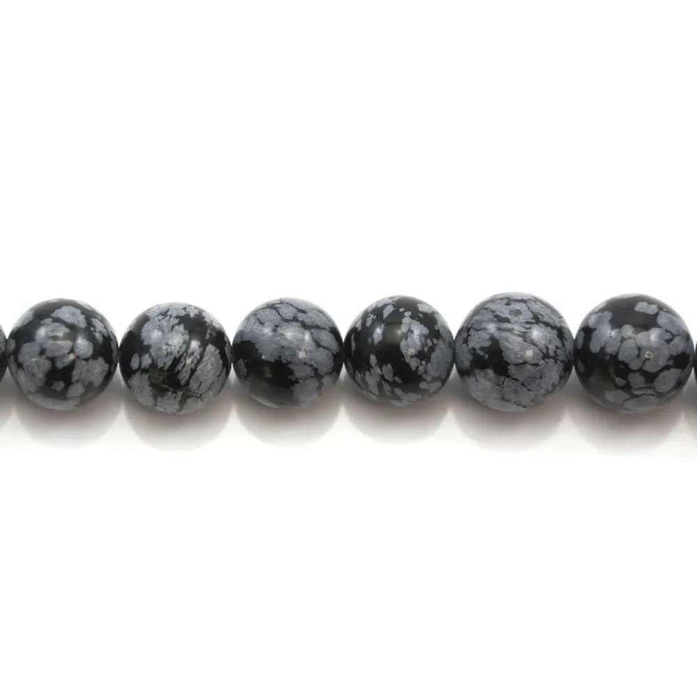 Obsidienne flocon de neige ronde 8mm x 10pcs