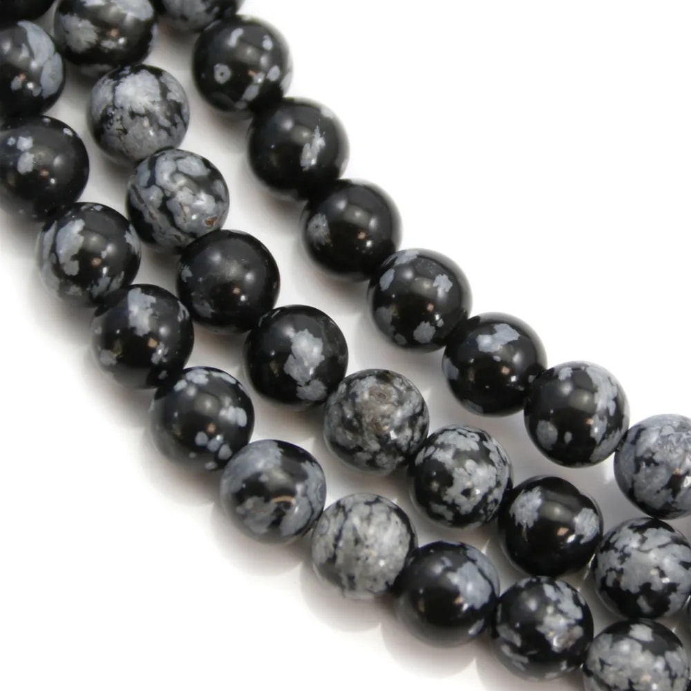 Obsidienne flocon de neige ronde 6mm x 40cm