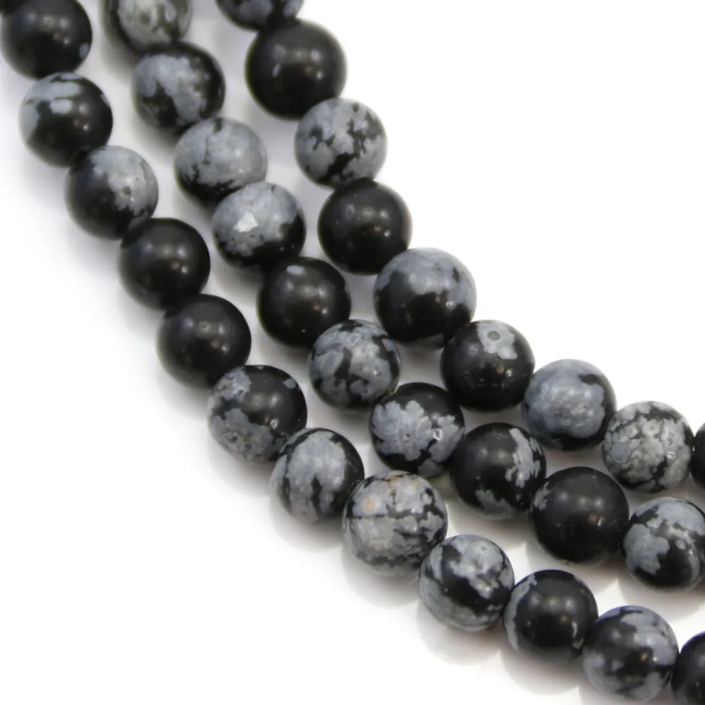 Obsidienne flocon de neige ronde 4mm x 40cm