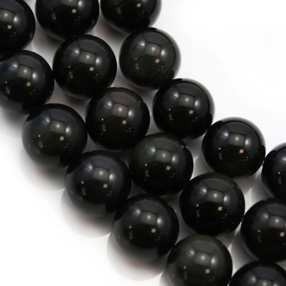 Obsidienne ronde 14mm x 40cm