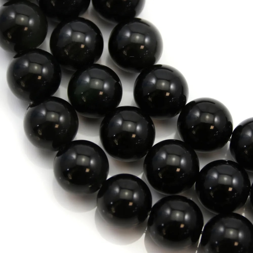 Obsidienne ronde 12mm x 40cm