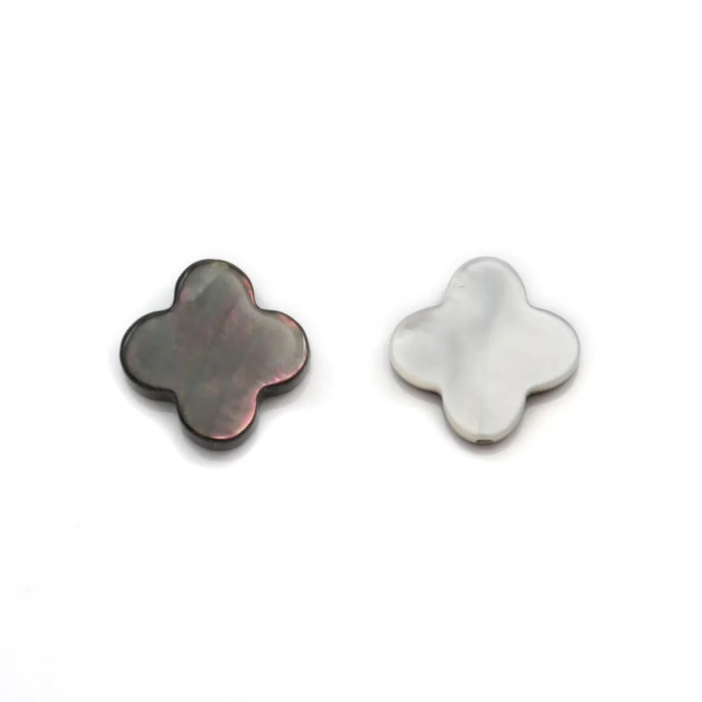Nacre Grise en Forme de Trèfle 13mm x 2pcs