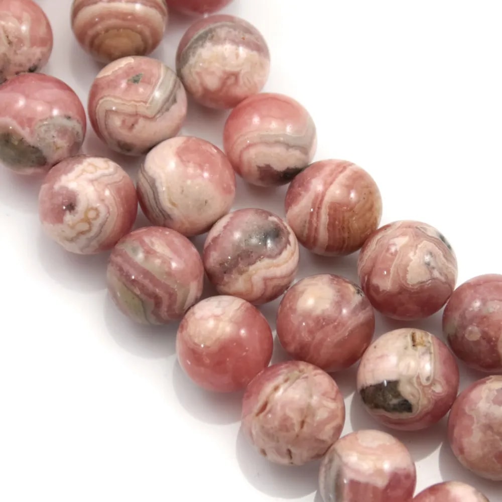 Rhodochrosite, de forme ronde 10mm x 38cm
