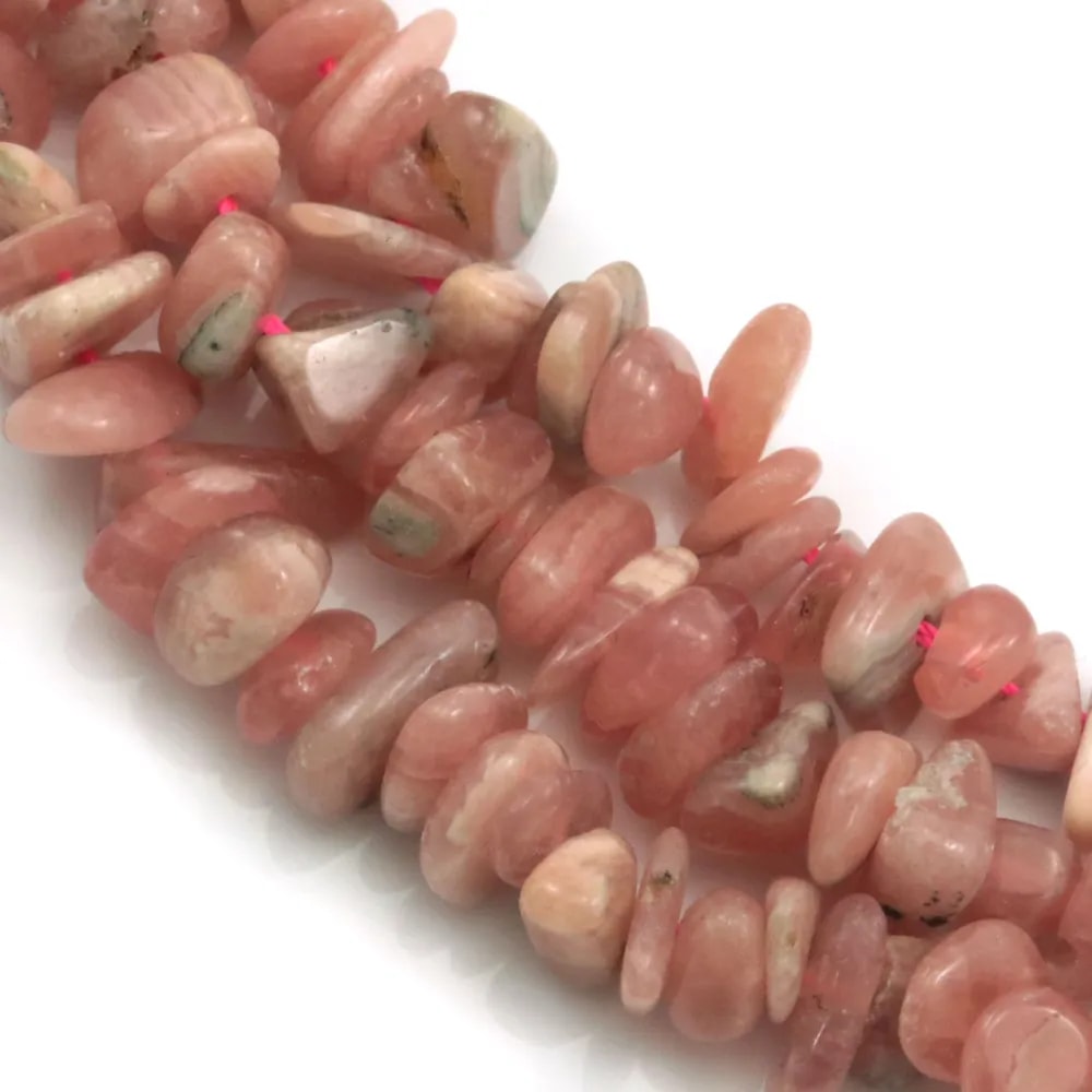 Rhodochrosite de couleur rose, en forme de chips x 40cm