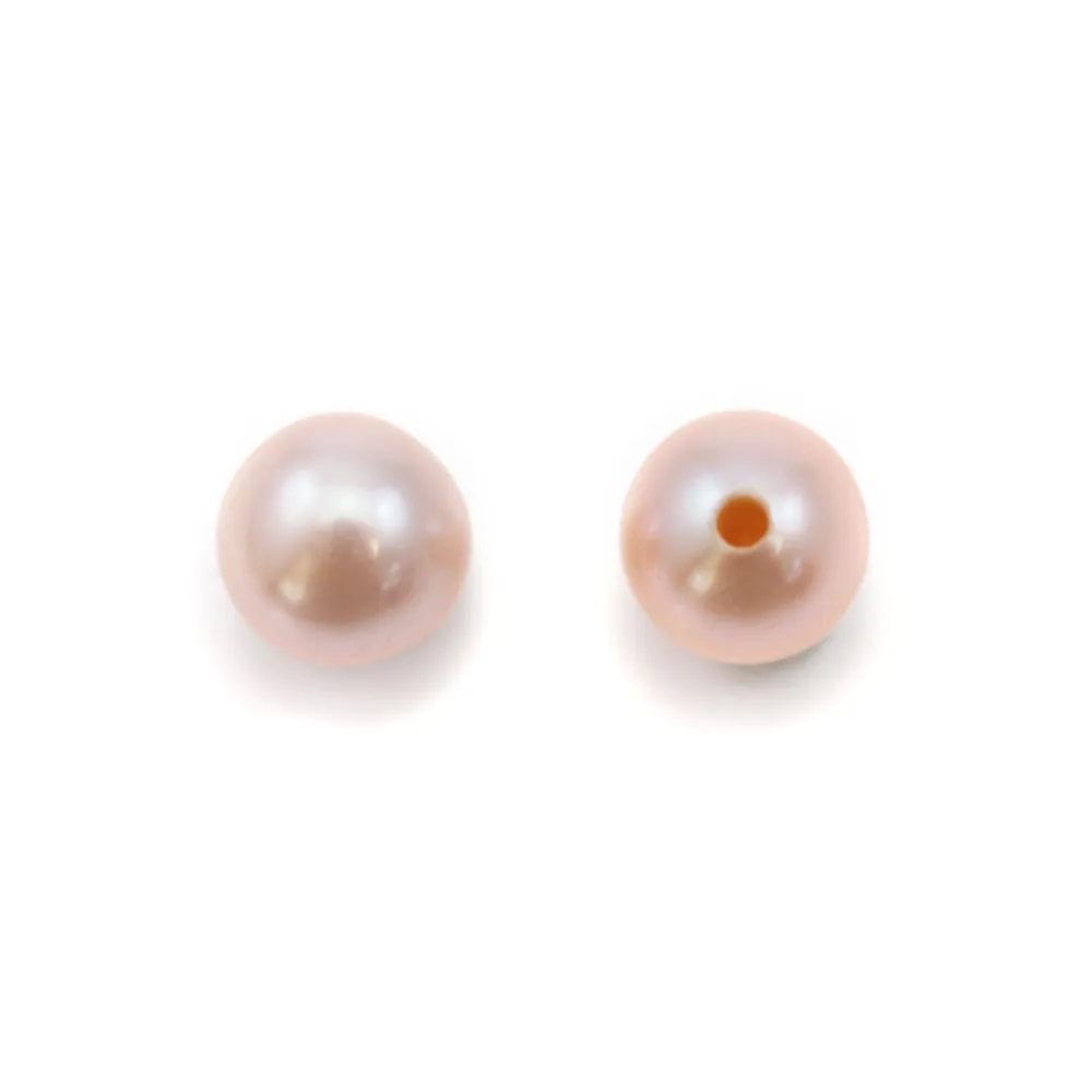 Perle de culture d'eau douce mauve, ronde half-percée 4-4.5mm x 2pcs