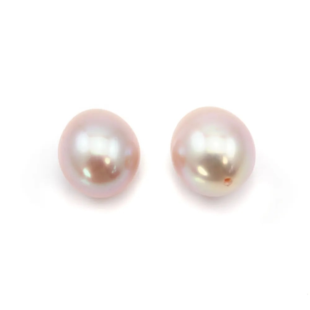 Perle de culture d'eau douce half-percée, ovale, mauve, 10-10.5mm x 1pc