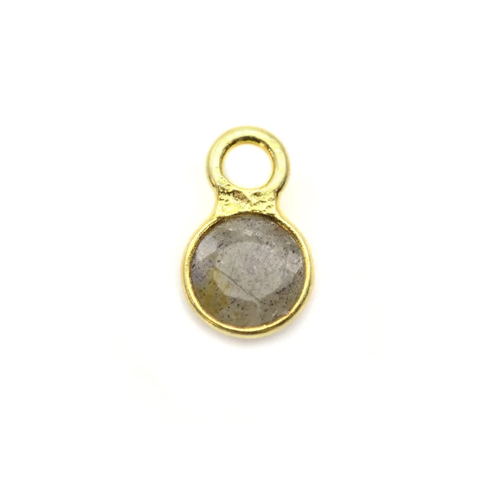Labradorite ronde facettée sertie sur argent doré 5mm x 1pc