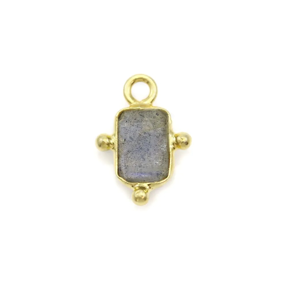 Breloque en Labradorite rectangle sur argent 925 doré à l'or fin 5x7mm x 1pc