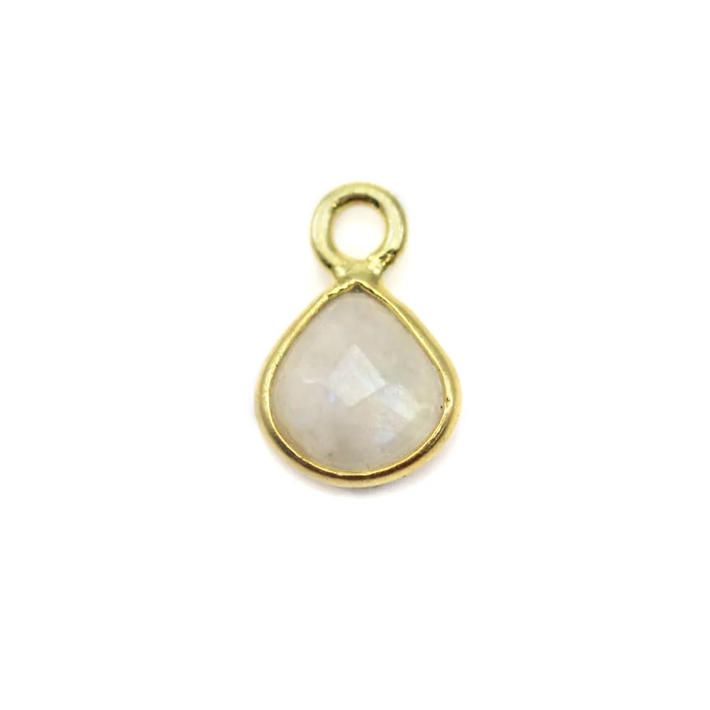 Breloque en amazonite carrée facettée sur argent doré 13mm x 1pc