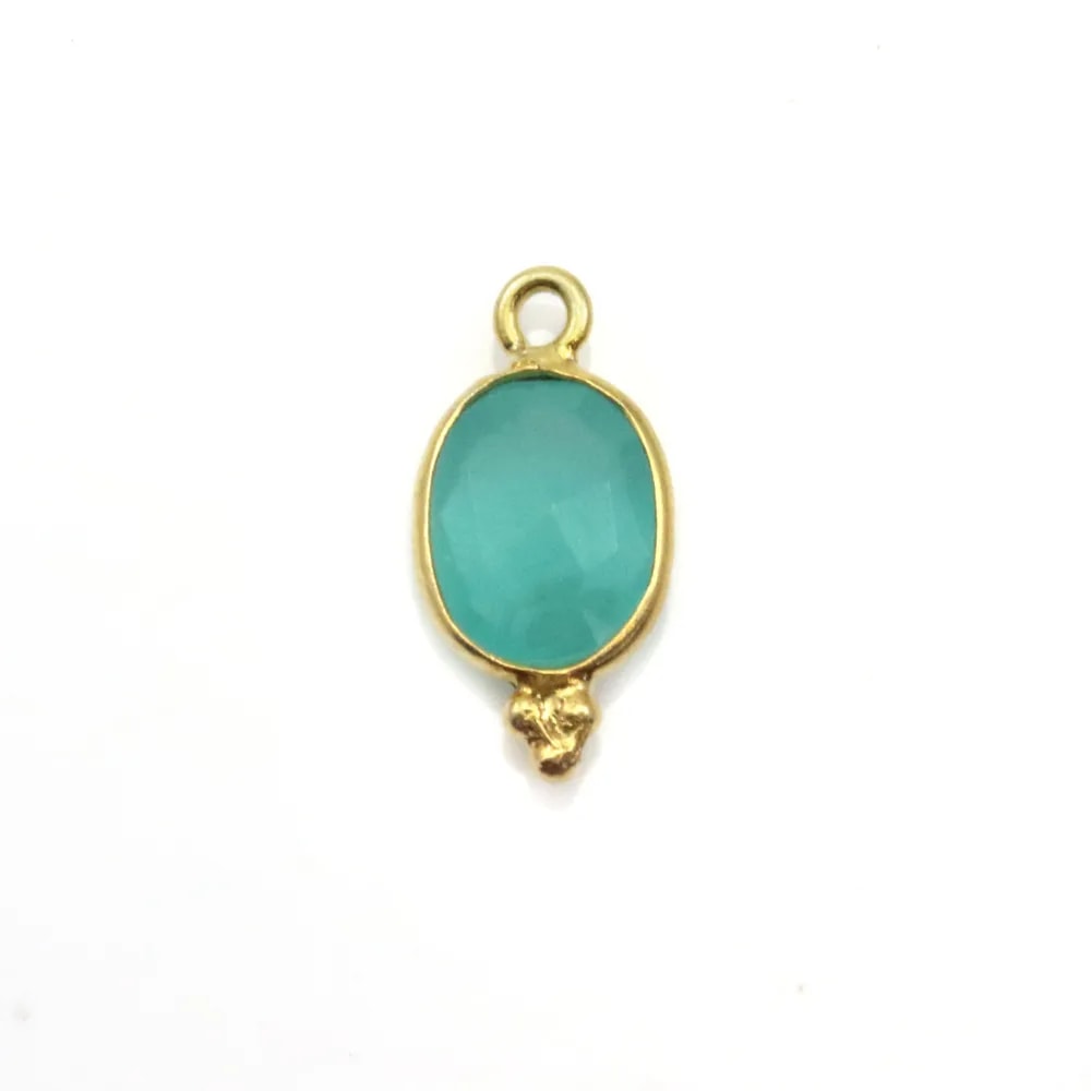 Breloque en amazonite carrée facettée sur argent doré 13mm x 1pc