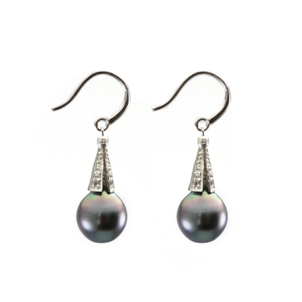 Earring starling silver 925 & tahiti cultured pearl  x 2pcs