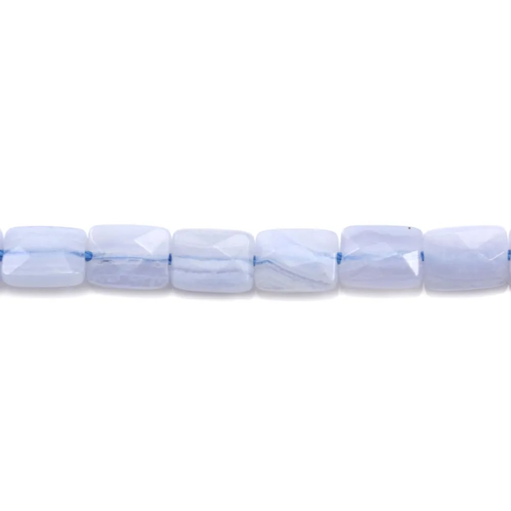 Calcédoine rectangle facette 8.5x6mm x 40cm