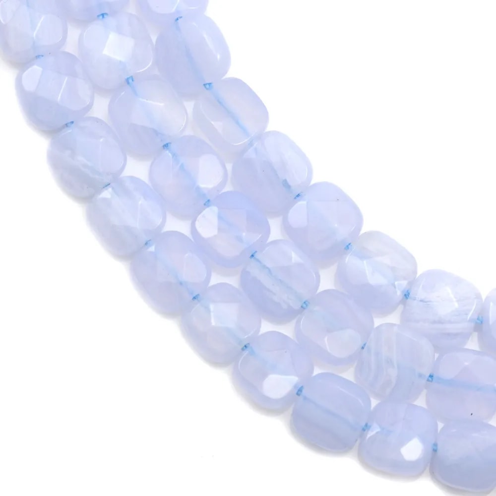 Blue Chalcedony, in a faceted squared shaped 6mm x 39cm