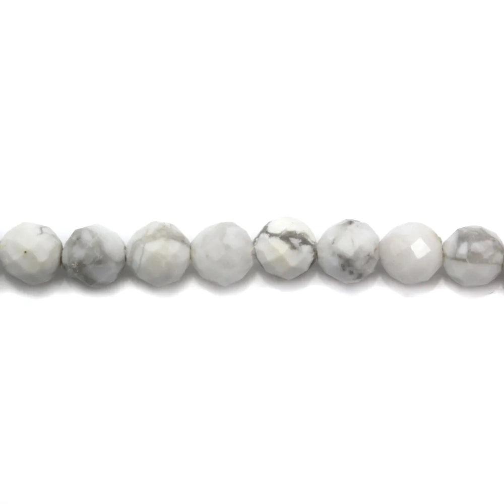 Holite Blanche ronde facette 3mm x 40cm