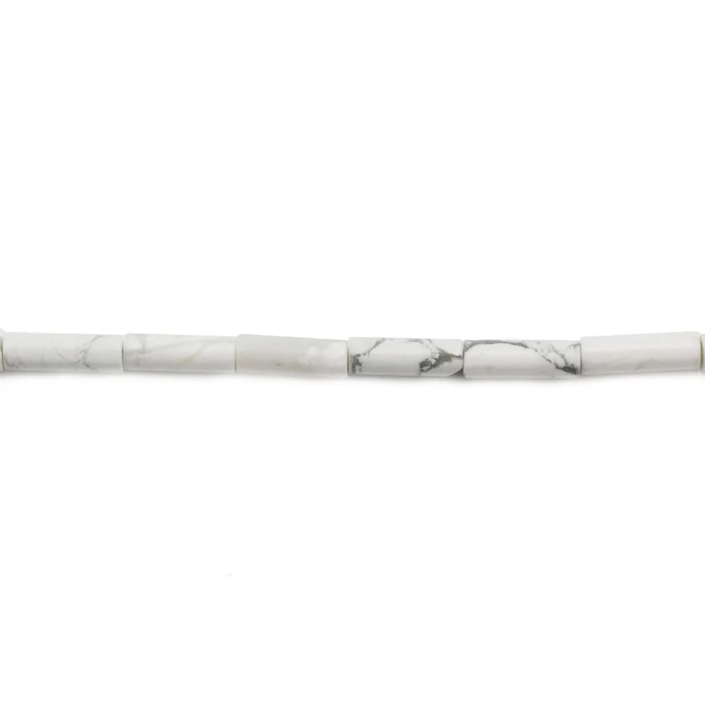 Howlite blanche tube 4x13mm x 8pcs.