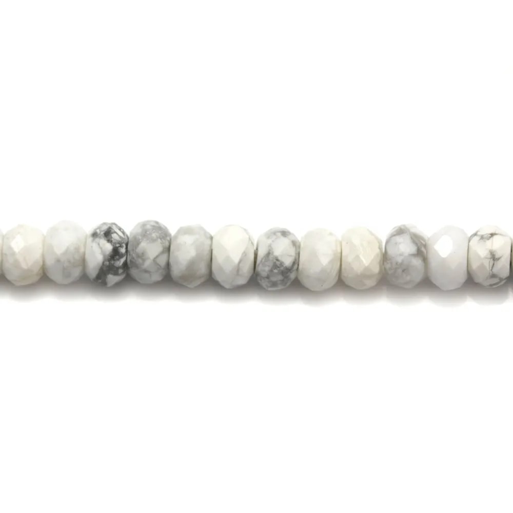 Howlite blanche, en forme de rondelle facette 3x4mm x 10 pcs