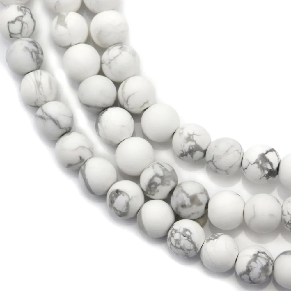 Howlite blanche matte ronde 6mm x 40cm