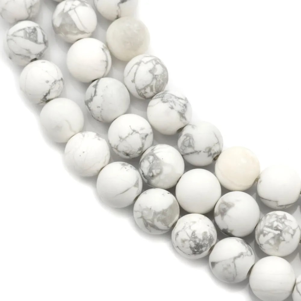 Howlite blanche matte ronde 6mm x 40cm