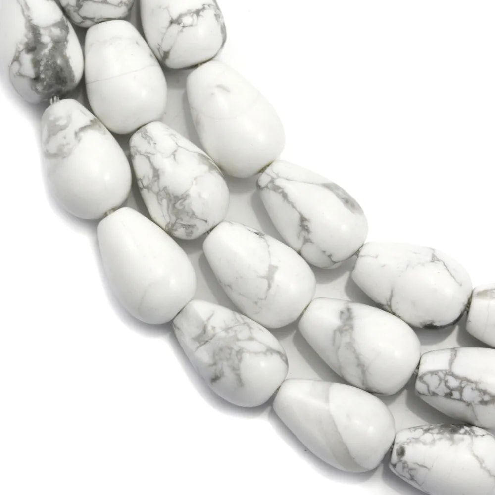 Howlite, en forme de goutte ronde lisse, 8 * 12mm x 40cm