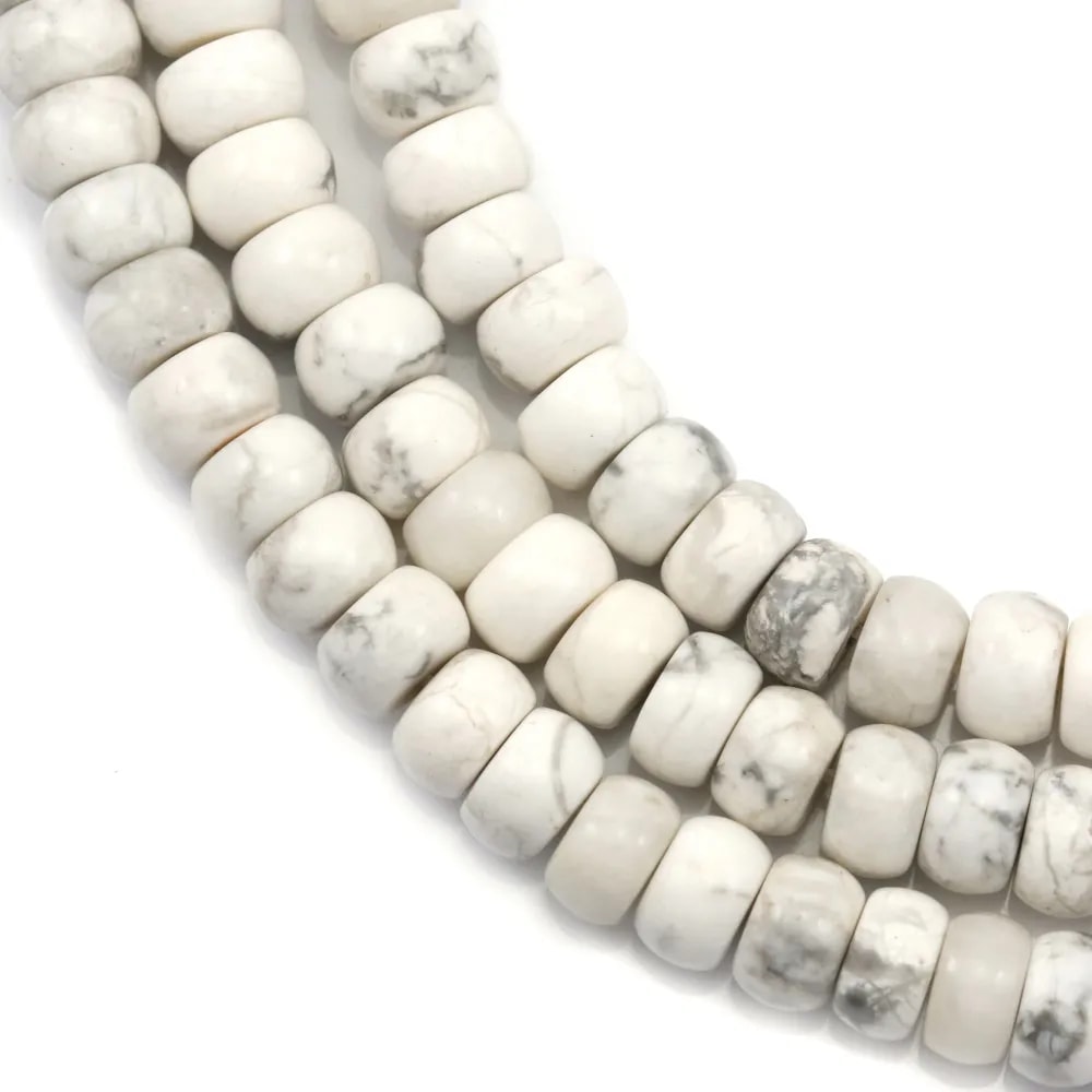 Howlite blanche, en forme de rondelle, 4x6mm x 40cm