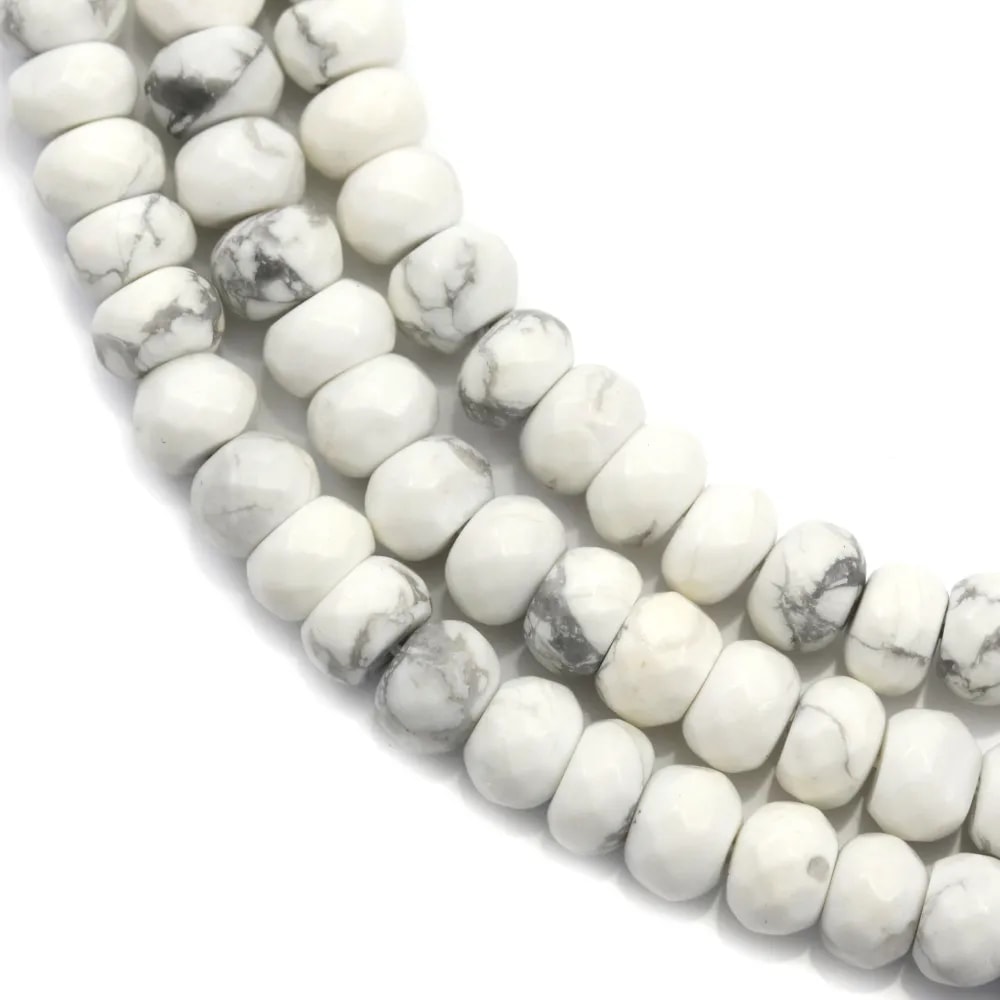 Howlite, in the shaped of a faceted roundel, 4 * 6mm x 40cm