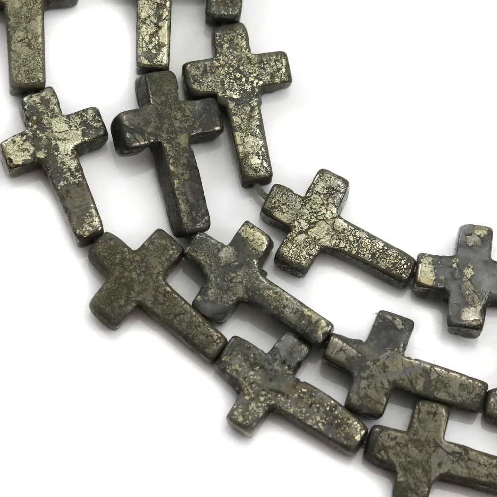 Pyrite croix 10x15mm x 40cm 