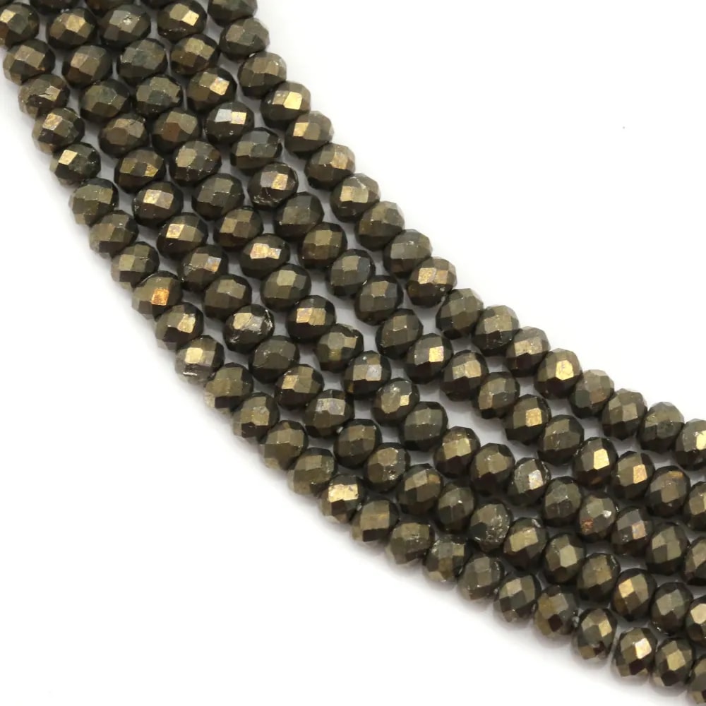 Pyrite rondelle facetté 1.5x2mm x 40cm