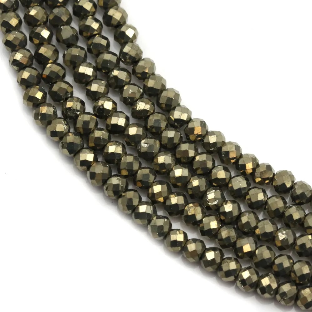 Pyrite rondelle faceted 2x3mm x 38cm