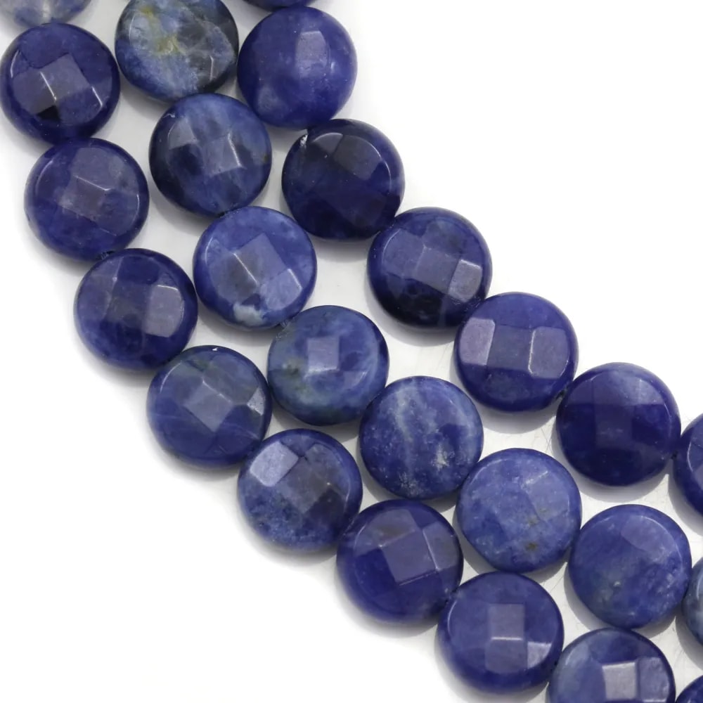 Sodalite rond plat facetté 8mm x 40cm