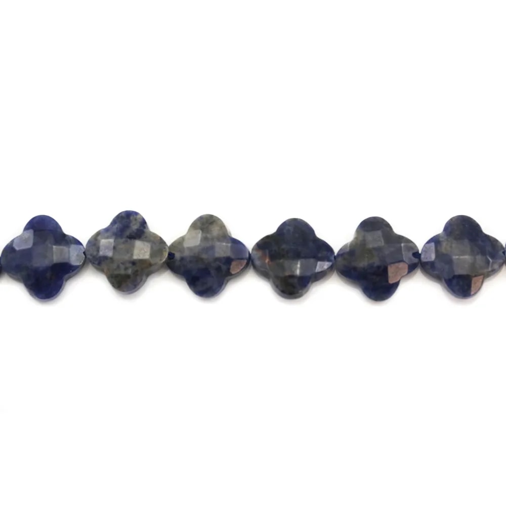 Sodalite trèfle facette 13 mm  x 2pcs