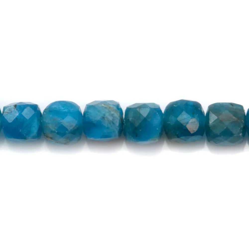Aquamarine, in the shape of a faceted cube, 4-4.5mm x 40cm