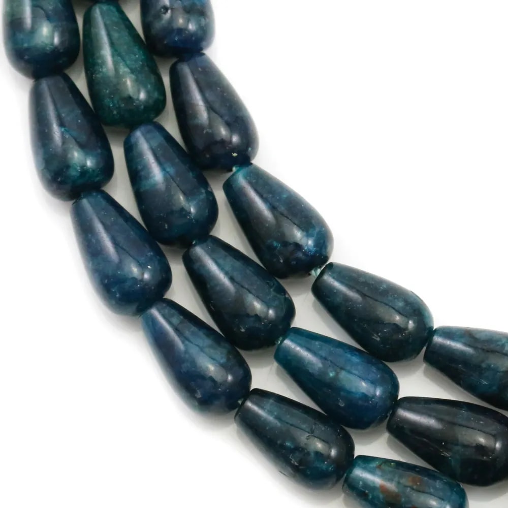 Apatite of blue color, in rdroped shape, 6 * 10mm x 39cm