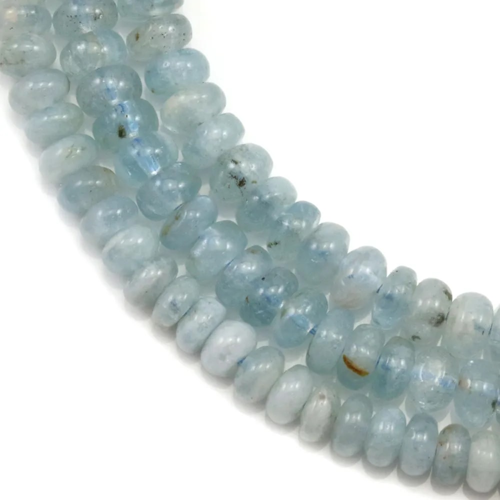 Aigue marine rondelle 4x6mm x 40cm