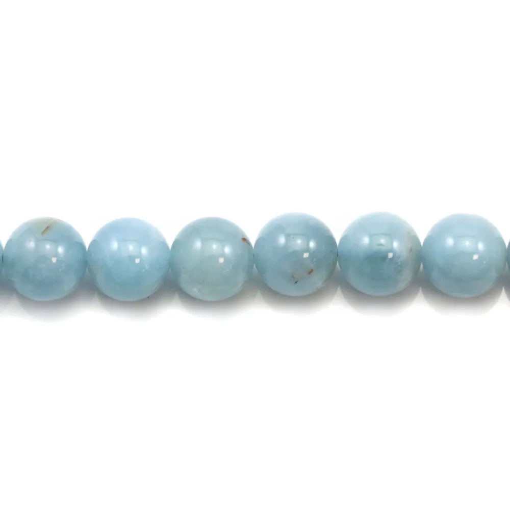 Aigue-Marine Rond 12mm x 2 perles