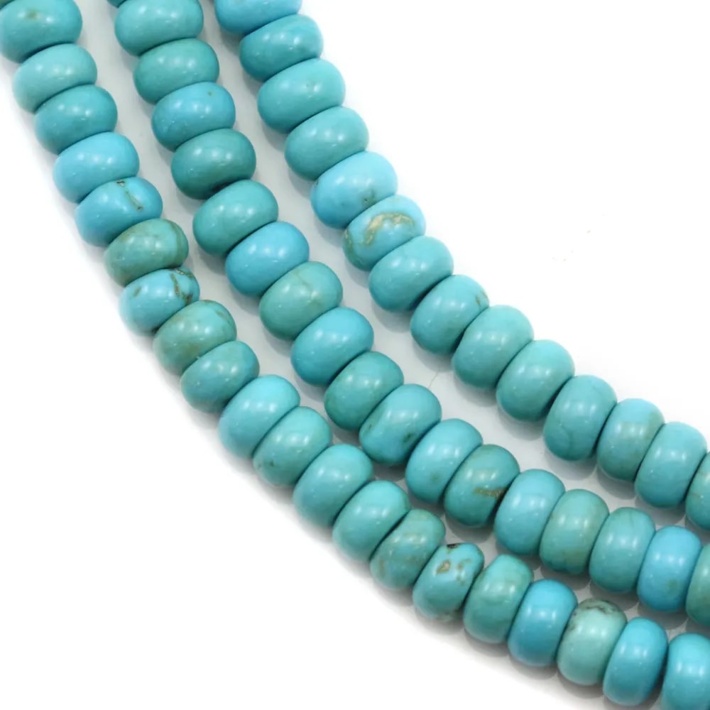 Turquoise reconstitué bleu, en forme de rondelle, 2.5* 4.5mm x 40cm