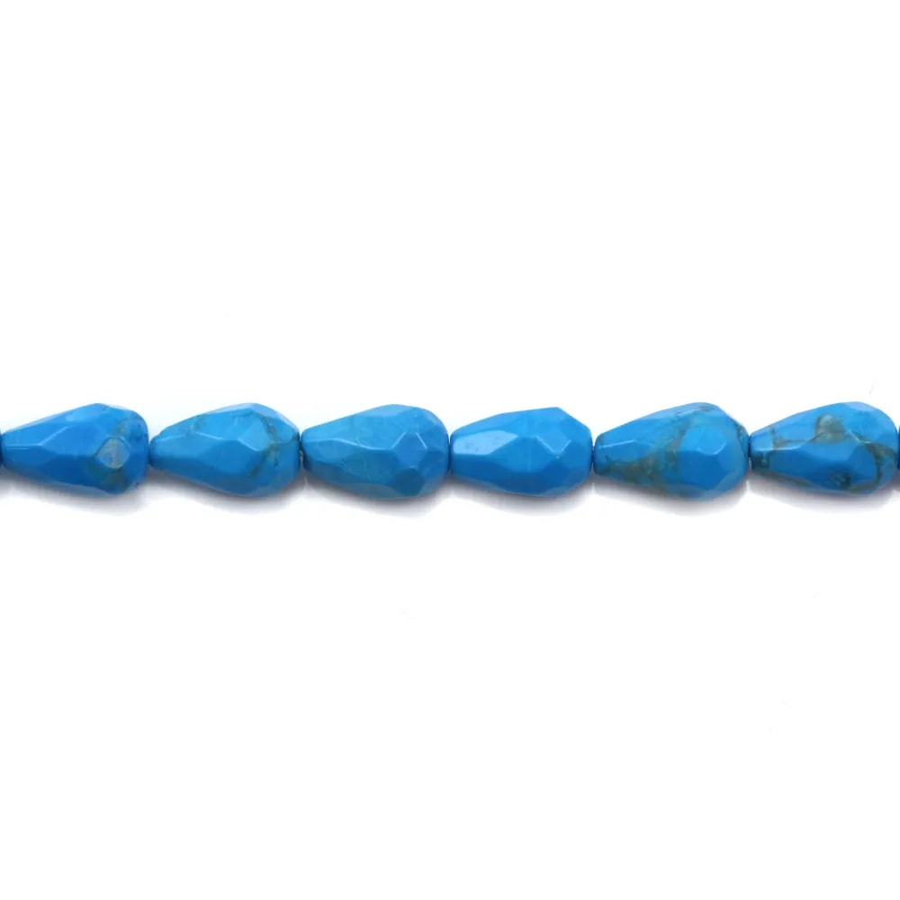 Turquoise reconstitué goutte facette 5x8mm x 40cm