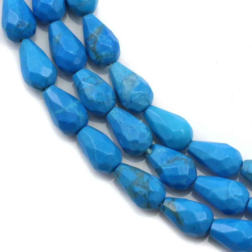 Turquoise reconstitué goutte facette 5x8mm x 40cm