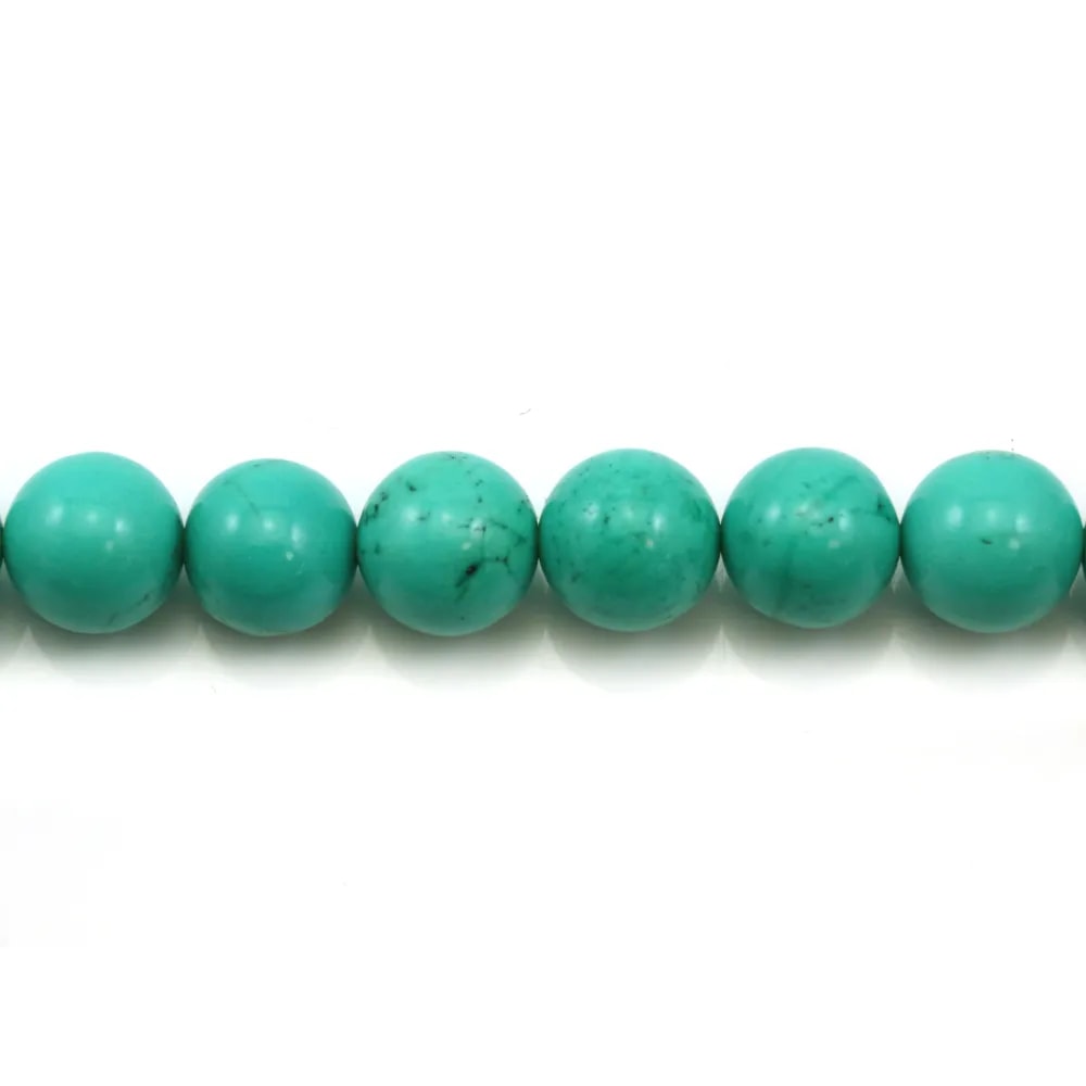 Turquoise traité verte ronde 14mm x 2pcs