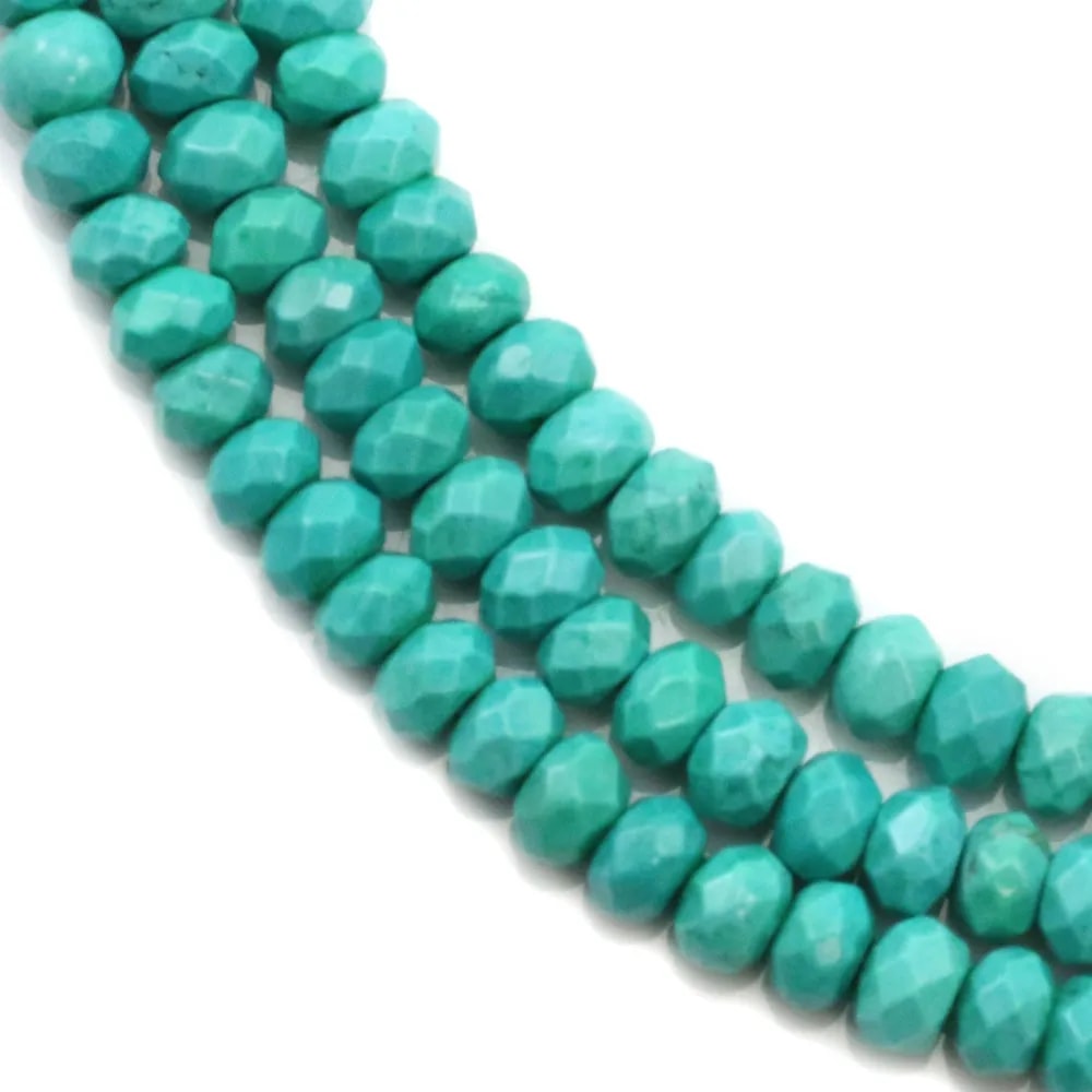 Turquoise reconstitué, en forme de rondelle facetté 4x2.5mm x 40cm