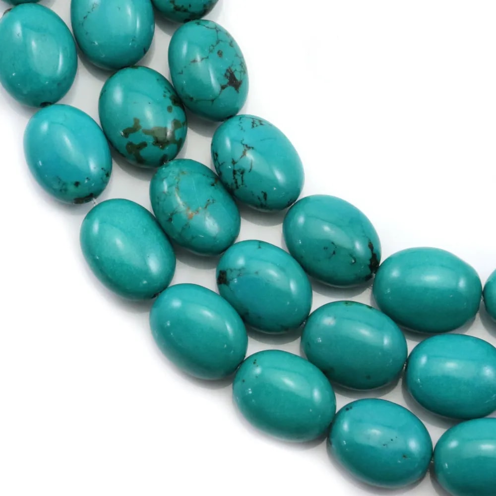 Turquoise reconstitue ovale 11x13mm x 40cm