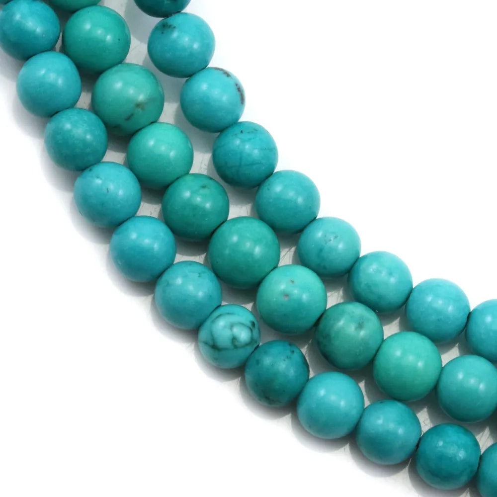 Turquoise traité verte ronde 6mm x 40cm