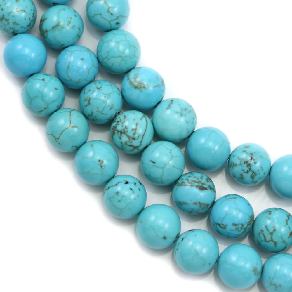 Turquoise  reconstitué  Ronde 8mm x 40cm