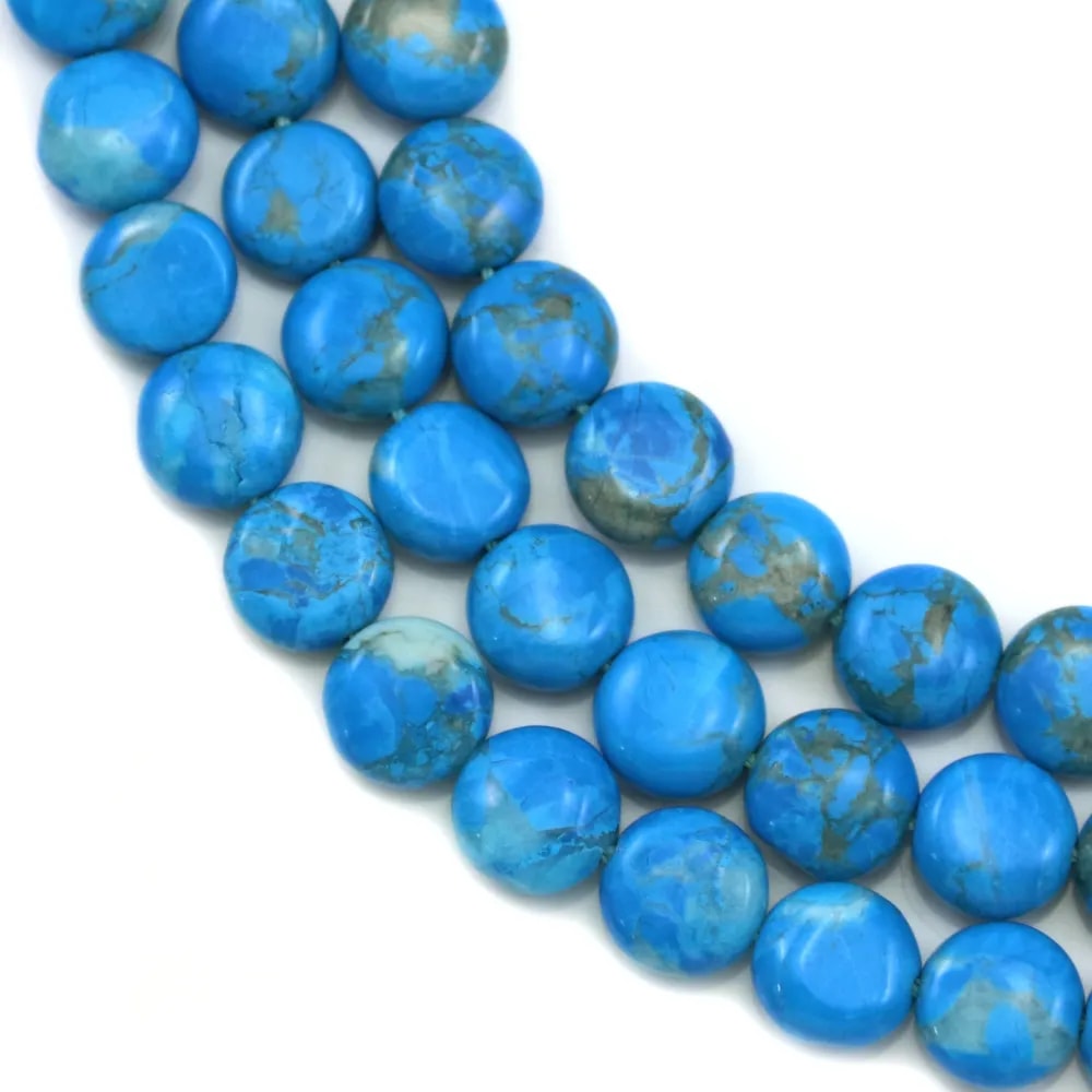 Turquoise reconstituée ronde plate 8mm x 40cm