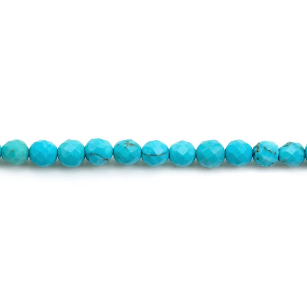 Turquoise reconstitué de forme ronde facetté, mesurant 4mm x 20pcs