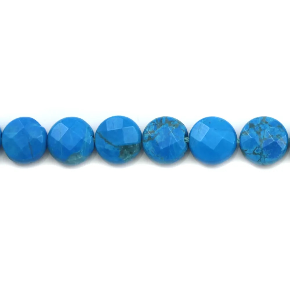 Turquoise reconstituée ronde plate facetté 8mm x 6pcs
